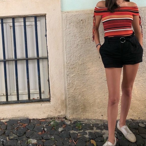 Orange striped off the shoulder top - Picture 3 of 3